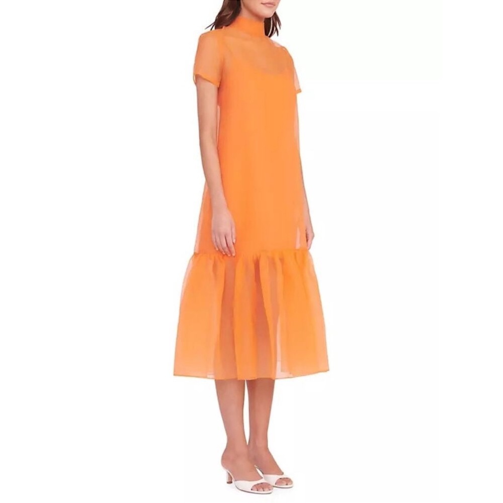 STAUD Calluna Chiffon Flounce Midi Dress